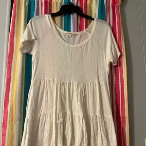White Short Sleeve Tiered Dress